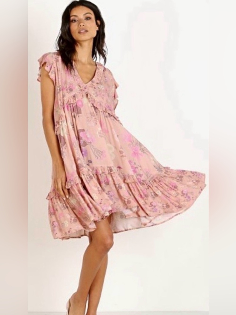 SPELL & The Gypsy Collective Wild Bloom Mini Dress Blush Pink Floral Small